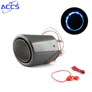 Universal Car Modified LED Luminous Muffler Tip Tail Pipe Carbon Fiber Curved - Picture 1 of 9