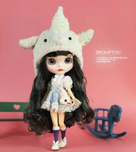 12" Blythe doll Nude joint body Black hair custom matte face with eyebrows lips - Picture 1 of 4