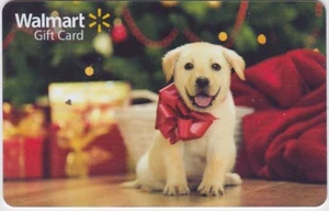 WalMart Christmas Yellow Lab Labrador Puppy Big Red Bow 2017 Gift Card FD-57148 - Picture 1 of 1