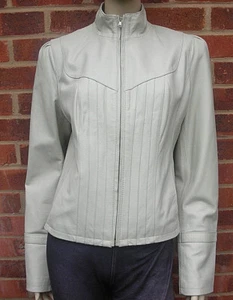 Guess Ladies Ivory/Beige Leather Jacket UK size M - Picture 1 of 11