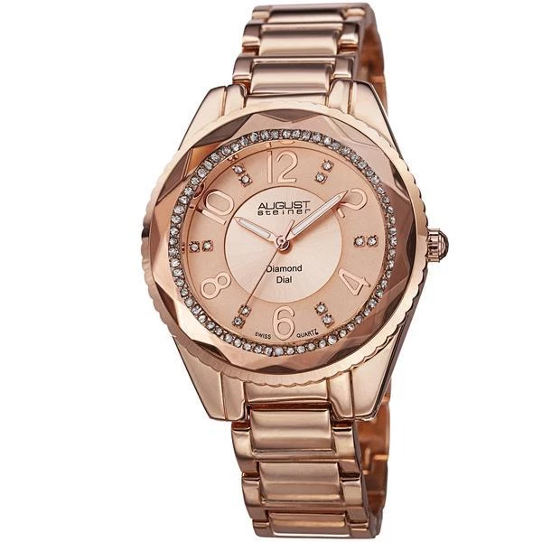 August Steiner AS8122RG Rose Gold-tone Womens Watch Crystal Bezel Diamond