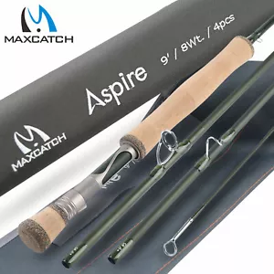 Maxcatch Aspire Fly Fishing Rod - 5/6/8wt 40T Carbon Fiber, Anodized Reel Seat - Picture 1 of 7