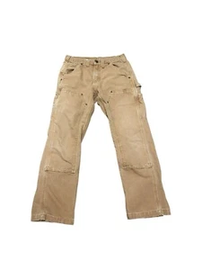 Vtg Carhartt Pants Double Knee Cream Tan Front Work 30x 28 Logger Carpenter - Picture 1 of 10