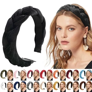 Velvet Braided Headbands for Women, Girls,Wide, Non-Slip Padded Hair Accessories - Picture 1 of 69