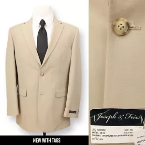 JOSEPH & FEISS Hombre Abrigo Deportivo Beige Sólido Tostado Traje Chaqueta Blazer Nuevo con Etiquetas 39 40 L - Imagen 1 de 15