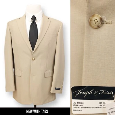JOSEPH & FEISS mens solid beige tan sport coat suit jacket blazer NEW NWT 39 L - Image 1 of 4
