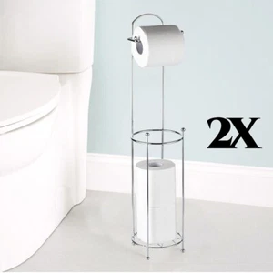 4 ROLL FREE STANDING TOILET PAPER TISSUE CHROME DISPENSER STORAGE HOLDER STAND - Picture 1 of 7
