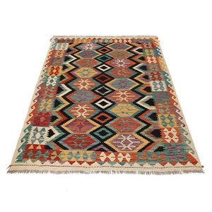 Woven Reversible Kilim Flat Traditional Handmade Wool Area Rug 5'0x6'4ft, G24962 - Picture 1 of 8