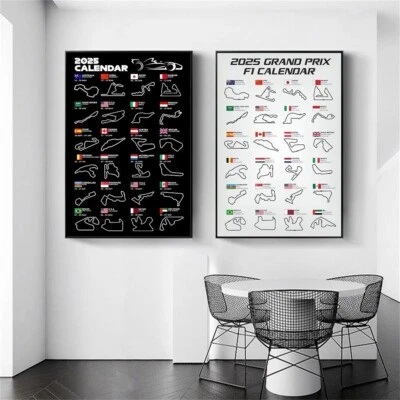 F1 World Track Poster 2025 Canvas Wall Art Grand Prix Schedule Print Decor - Image 1 of 4
