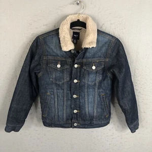Gap Kids Jean Jacket Medium Blue Jean Sherpa Lined Trucker Classic Western - Picture 1 of 20