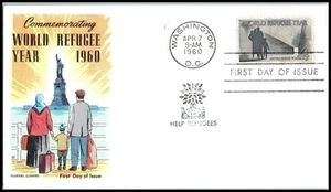 1960 World Refugee Year Sc 1149 FDC with Fluegel cachet UA - Picture 1 of 1