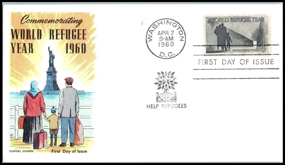 1960 World Refugee Year Sc 1149 FDC with Fluegel cachet UA - Image 1 of 1