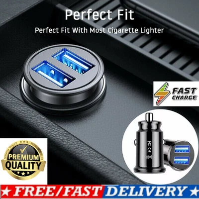 Fast Car Charger 2 USB Port For Iphone Samsung Cigarette Lighter Socket Adapter - Image 1 of 4