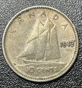 1943 CANADA 10 CENTS __ SILVER - Picture 1 of 2