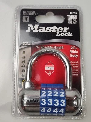MASTER LOCK 4-DIGIT COMBINATION PADLOCK SOFT TOUCH DIAL 15230 NEW BLUE WHITE - Image 1 of 2