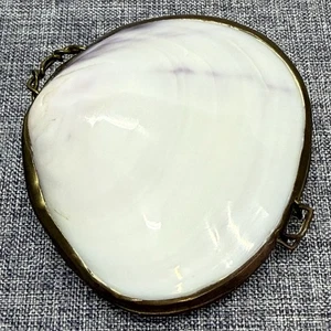 Genuine Antique Clam Shell Clutch Coin Purse Trinket Box - Picture 1 of 4