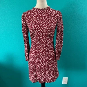 Reformation Minikleid Leora Blumen rot 3/4 Arm Mini Party Freizeit Größe 2 - Bild 1 von 5