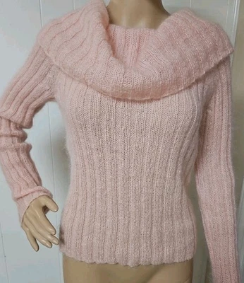 Suéter Mohair Tejido Abierto Rosa The Limited Cuello Capucha Mezcla Mohair Foto 1 de 4