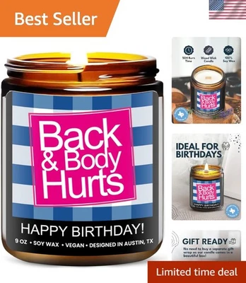 Vela humorística de feliz cumpleaños - aroma a salvia lavanda de larga duración, ecológica Foto 1 de 4