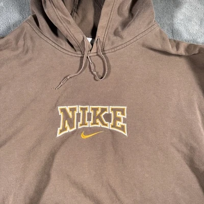 Sudadera con capucha marrón vintage Nike para hombre talla grande XXL Swoosh grande de gran tamaño  Foto 1 de 4