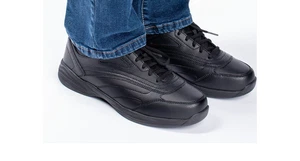 NWOB Tredsafe Mens Black Faux Leather Dustin Wide Width Slip Resistant Shoes 10W - Picture 1 of 13