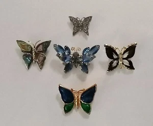 LOT of 5 Vintage & Designer Butterfly Pins Brooches Juliana/Silver/ Goldtone EUC - Picture 1 of 13