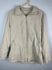 Giacca nebbia London taglia M marrone/beige ecopelle scamosciata ricamata - Foto 1 di 8