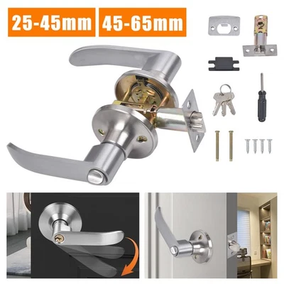Home Entry Lever Three-Handle Door Lock With 3 Key Set Security Bathroom Bedroom - Image 1 of 4