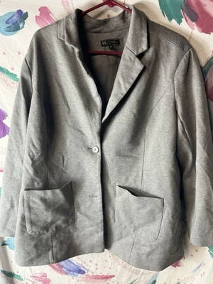 DG2 by Diane Gilman Gray Knit One Button Blazer Jacket Size XL - Image 1 of 4