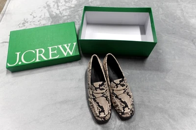 Mocasín J.Crew Mujer Talla 7 Serpiente Acanalada Cuero Repujado Nuevo con Caja Foto 1 de 4