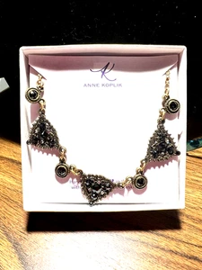 Anne Koplin Gold Necklace with Black Crystals - Picture 1 of 1