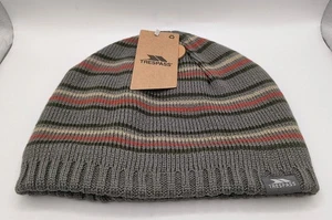 Trespass Herren Ray Striped Storm Grey Strick Beanie Mütze Kopfbedeckung *NEU - Bild 1 von 11