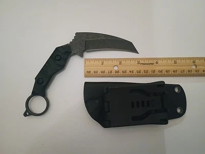 Cuchillo Karambit EDC Hoja Fija Blackwash Reverso Tanto D2 Kydex Funda Nuevo Foto 1 de 2