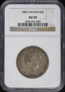 1883 50c Hawaii Kalakaua Half 1/2 Dollar NGC AU 50 - Picture 1 of 4