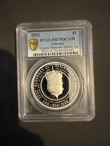 Coin Fine Silver Proof 2oz 2022 Queen Elizabeth II Platinum Jubilee £5 PCGS PR70 - Picture 1 of 4
