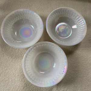3 TAZONES DE POSTRE PEQUEÑOS RAROS DIFÍCILES DE ENCONTRAR Federal Glass AURORA Borealis a prueba de calor - Imagen 1 de 10
