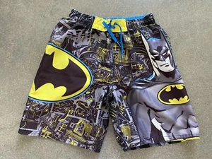Batman swim trunks blue yellow boys sz M - Picture 1 of 10