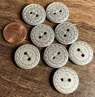 Lote de 8 nuevos botones de costura de metal tono plata cepillado de 2 agujeros 13/16" 20 mm 16060 Foto 1 de 4