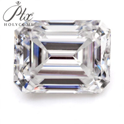 White D Color Emerald Cut Moissanite Loose Gemstones VVS1 Excellent Diamond Cut - Image 1 of 4