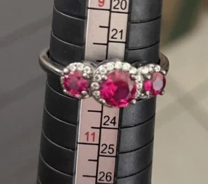 Anillo para mujer talla 10 rubí circonita cúbica y circonita astilla esterlina 925  - Imagen 1 de 5