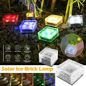 Solar Brick Frosted Ice Cube LED Lights Outdoor Landscape Path Garden Decor Lamp - Picture 1 of 33