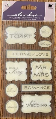 Sticko Our Wedding Titles Me Mrs Dreams Canción Votos Champagne Brindis Amor de por vida Foto 1 de 4