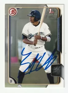 Trent Grisham Clark signierte 2015 Bowman Draft Karte #34 Auto Brewers Yankees Echtheitszertifikat - Bild 1 von 1