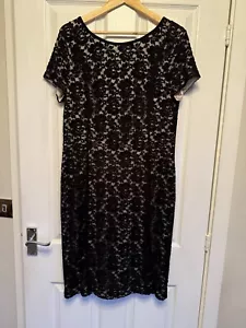 Laura Ashley Black Lace Lined Dress Size 16 VGC - Picture 1 of 10