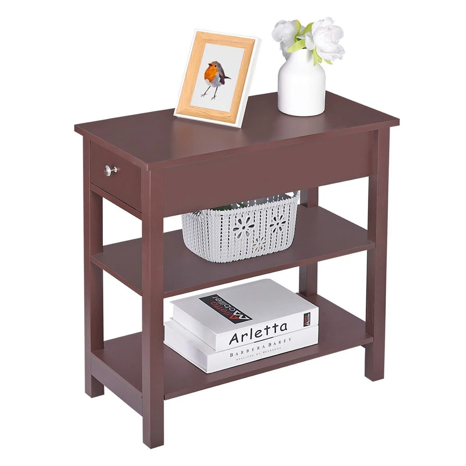 Segawe Narrow End Table 24" Side Sofa Console Table with 1 Drawer Storage Brown - Image 1 of 4