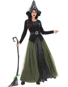 Witch Costume for Women Halloween Dress up Cosplay with Hat Black, Medium - Picture 1 of 6
