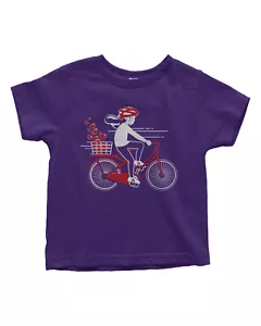 Maglietta Cestino Bicicletta Cuori Bambino Carina San Valentino - Foto 1 di 5