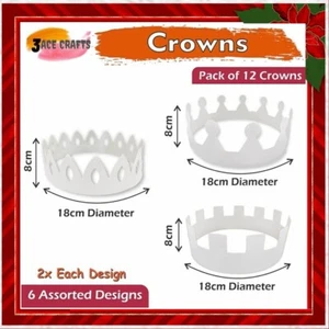 White Crown Make Your Own Paper Crown Jubilee Celebration Decorate: 18 cm 12 Pcs - Picture 1 of 8