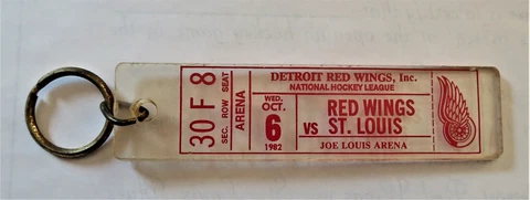Vintage Detroit Red Wings Joe Louis Arena Opening Day key chain Oct-06-1982 Cover