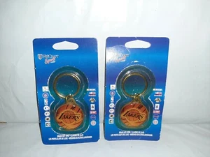 2 Vtg WinCraft Los Angles Lakers Brass KeyChains/Key Rings NBA In Package Rare - Picture 1 of 3